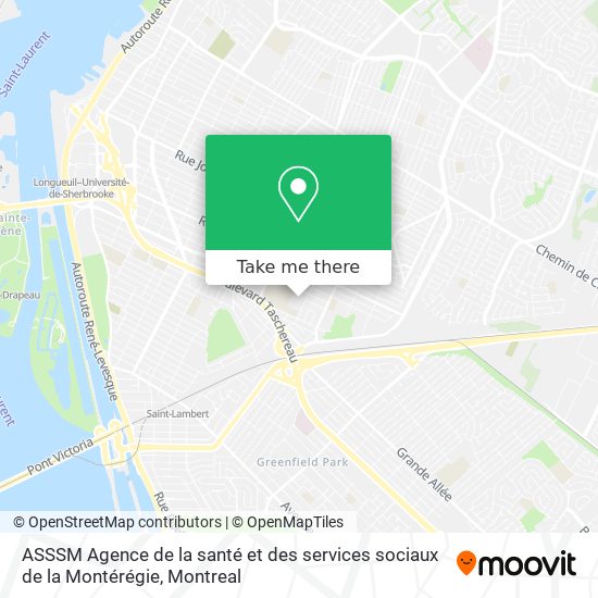 ASSSM Agence de la santé et des services sociaux de la Montérégie map