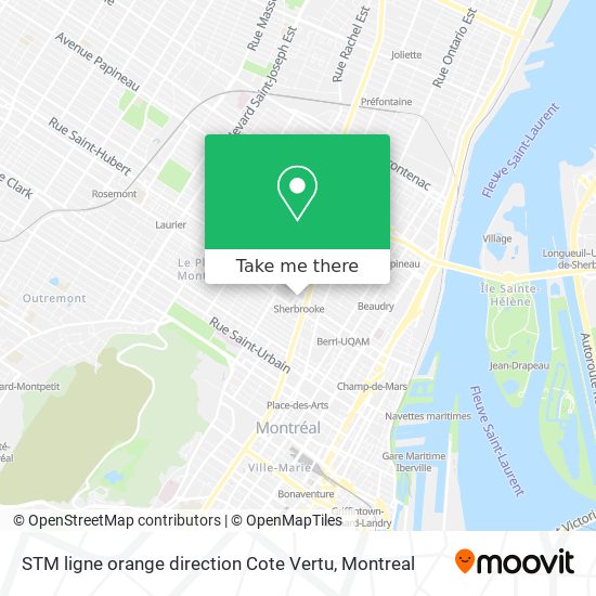 STM ligne orange direction Cote Vertu map