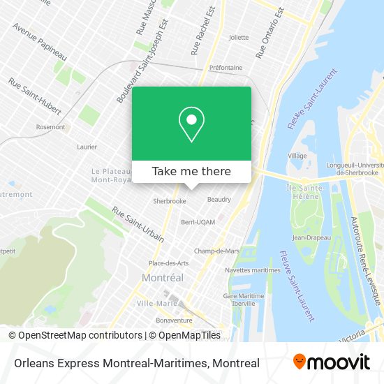 Orleans Express Montreal-Maritimes map