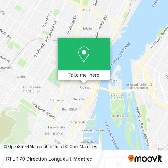 RTL 170 Direction Longueuil map