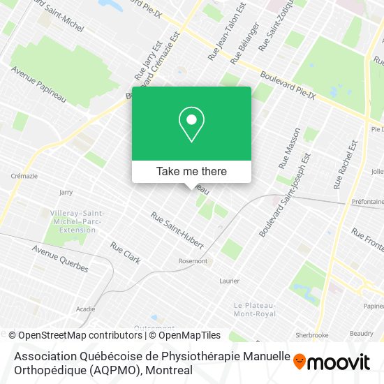 Association Québécoise de Physiothérapie Manuelle Orthopédique (AQPMO) map