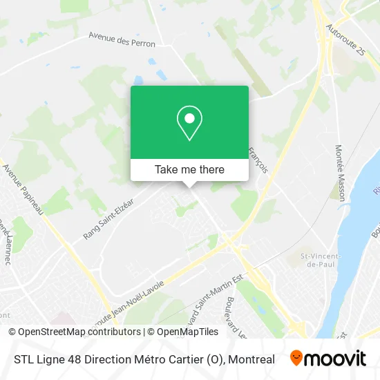 STL Ligne 48 Direction Métro Cartier (O) map