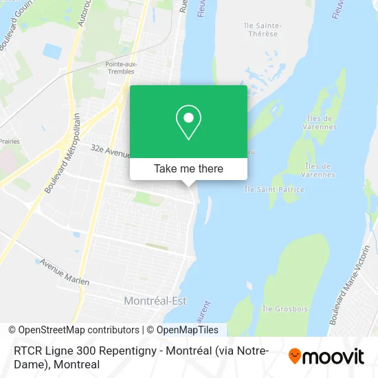 RTCR Ligne 300 Repentigny - Montréal (via Notre-Dame) map