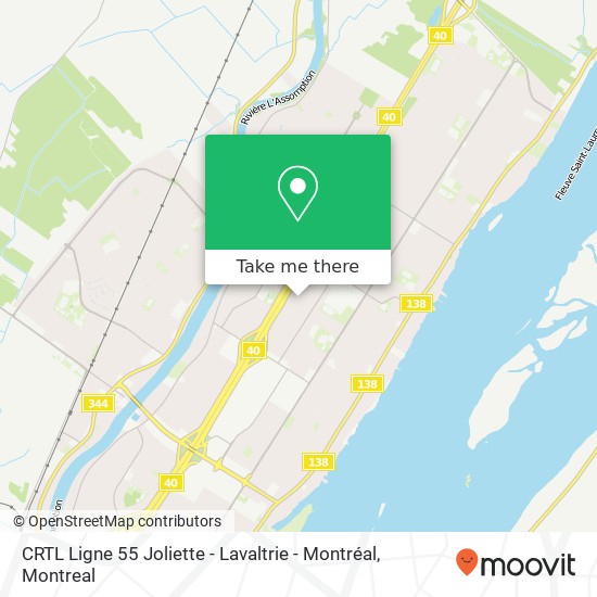 CRTL Ligne 55 Joliette - Lavaltrie - Montréal map
