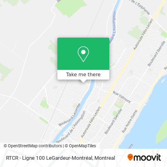 RTCR - Ligne 100 LeGardeur-Montréal map