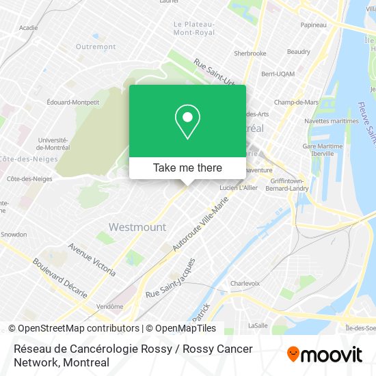 Réseau de Cancérologie Rossy / Rossy Cancer Network map