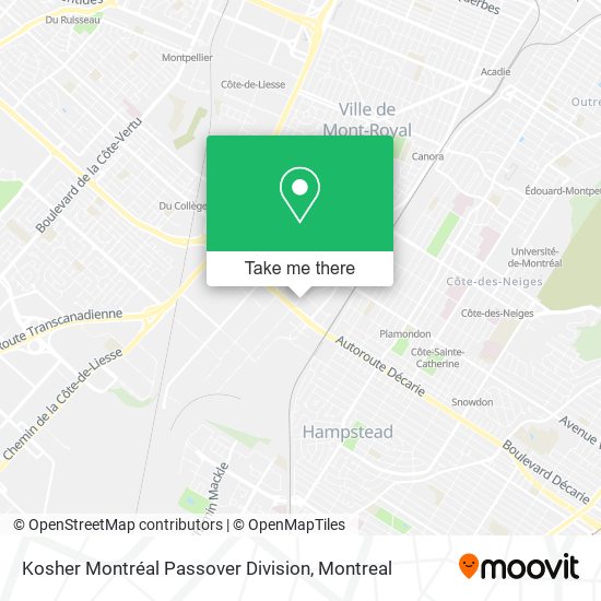 Kosher Montréal Passover Division map