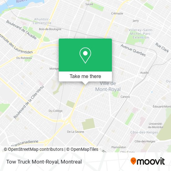 Tow Truck Mont-Royal map