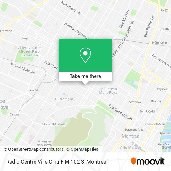Radio Centre Ville Cinq F M 102 3 map