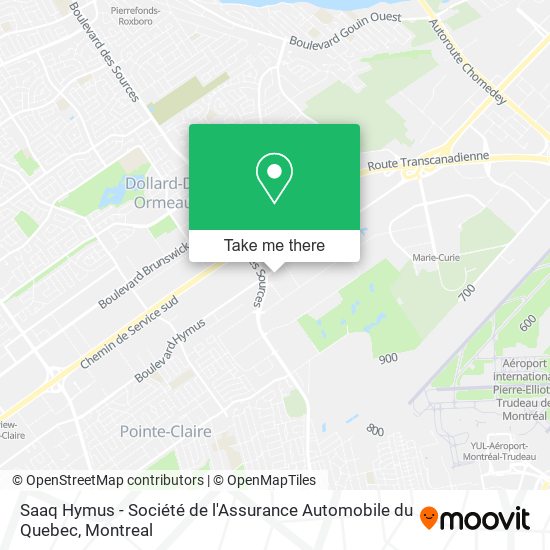 Saaq Hymus - Société de l'Assurance Automobile du Quebec map