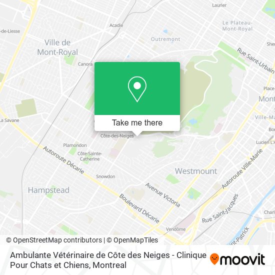 Ambulante Vétérinaire de Côte des Neiges - Clinique Pour Chats et Chiens map