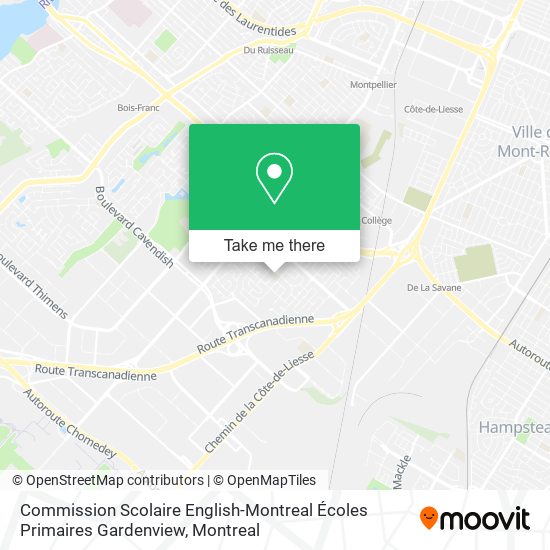 Commission Scolaire English-Montreal Écoles Primaires Gardenview map