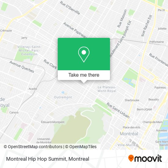 Montreal Hip Hop Summit map