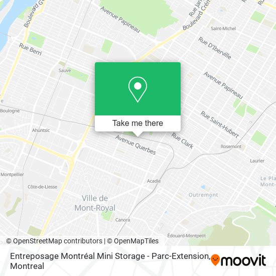 Entreposage Montréal Mini Storage - Parc-Extension map
