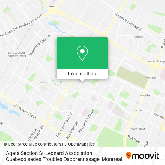 Aqeta Section St-Leonard Association Quebecoisedes Troubles Dapprentissage map