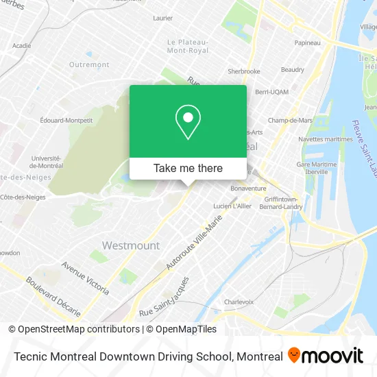 Tecnic Montreal Downtown Driving School map