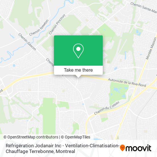 Réfrigération Jodanair Inc - Ventilation-Climatisation-Chauffage Terrebonne map