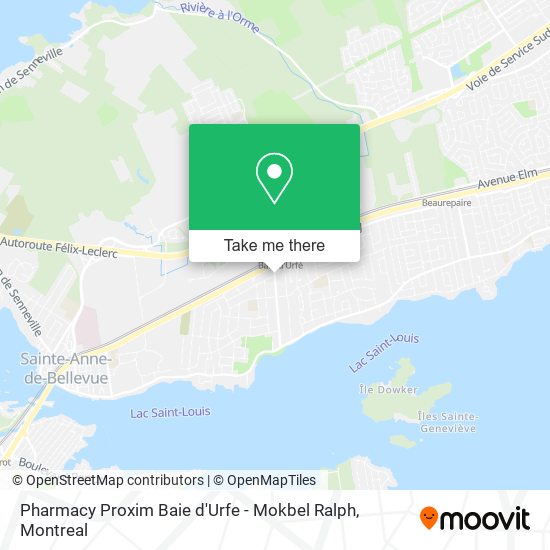 Pharmacy Proxim Baie d'Urfe - Mokbel Ralph map