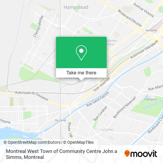 Montreal West Town of Community Centre John a Simms map