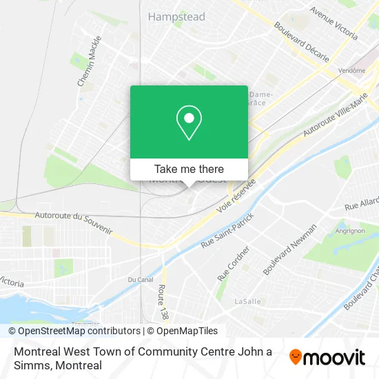 Montreal West Town of Community Centre John a Simms map