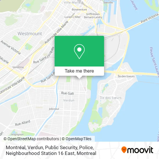 Montréal, Verdun, Public Security, Police, Neighbourhood Station 16 East map