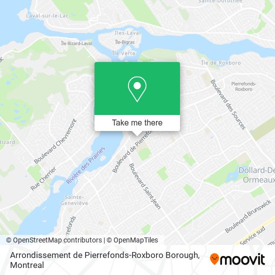 Arrondissement de Pierrefonds-Roxboro Borough map