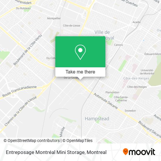 Entreposage Montréal Mini Storage map