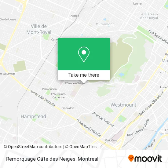 Remorquage Cã'te des Neiges map