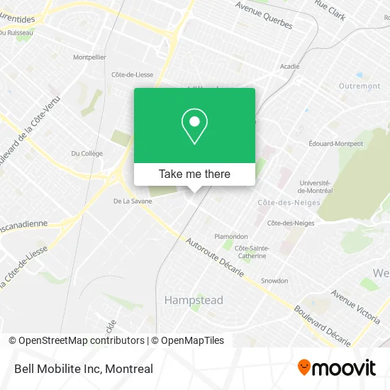 Bell Mobilite Inc map
