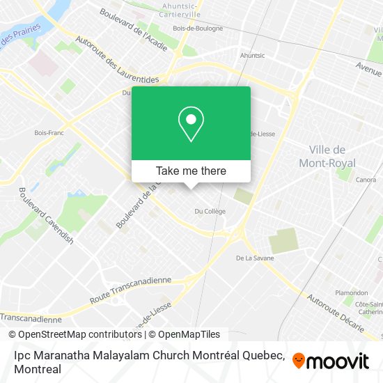 Ipc Maranatha Malayalam Church Montréal Quebec map