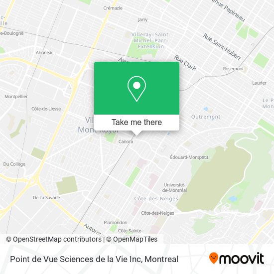 Point de Vue Sciences de la Vie Inc map