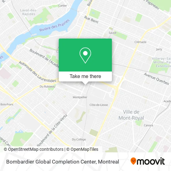 Bombardier Global Completion Center map