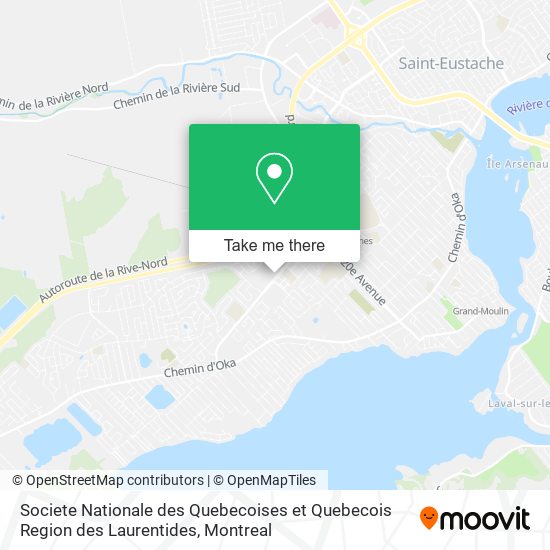 Societe Nationale des Quebecoises et Quebecois Region des Laurentides map