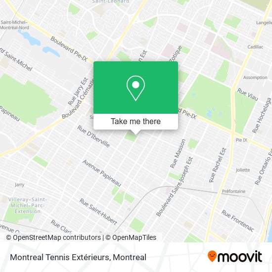 Montreal Tennis Extérieurs map