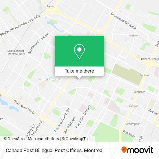 Canada Post Bilingual Post Offices map