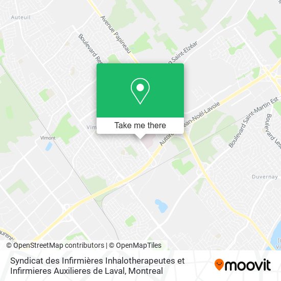 Syndicat des Infirmières Inhalotherapeutes et Infirmieres Auxilieres de Laval map