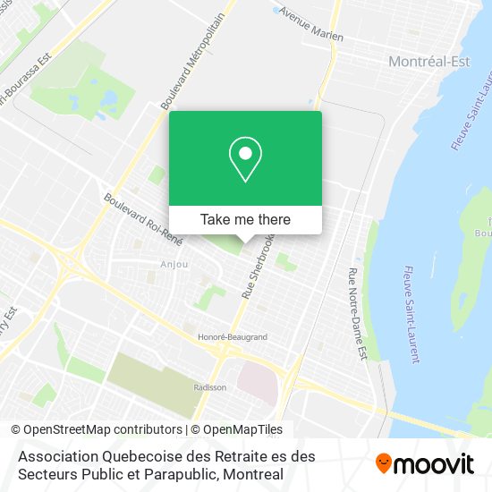 Association Quebecoise des Retraite es des Secteurs Public et Parapublic map