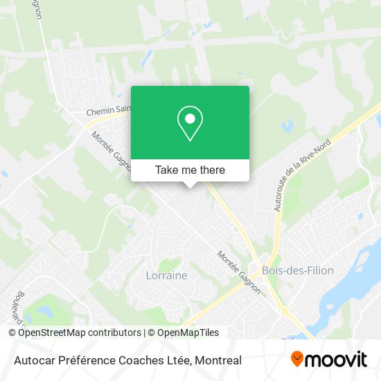 Autocar Préférence Coaches Ltée map