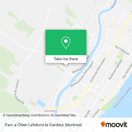 Parc a Chien Lefebvre le Gardeur map