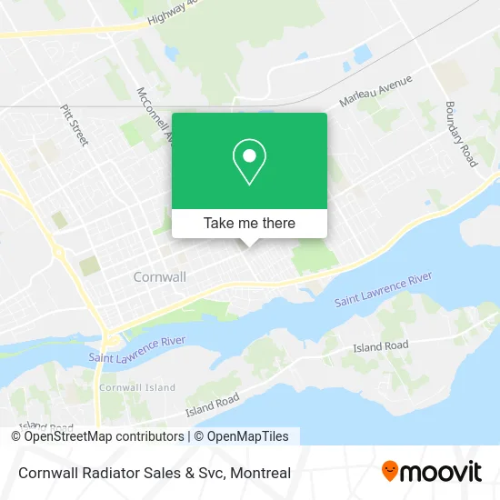 Cornwall Radiator Sales & Svc map