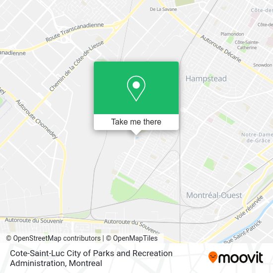 Cote-Saint-Luc City of Parks and Recreation Administration map
