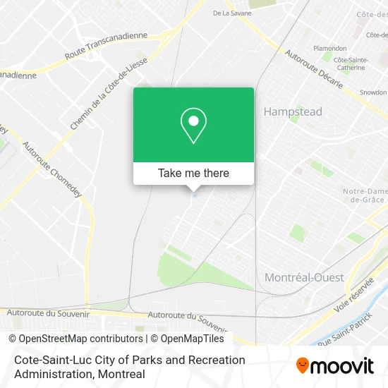 Cote-Saint-Luc City of Parks and Recreation Administration map