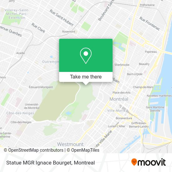 Statue MGR Ignace Bourget map