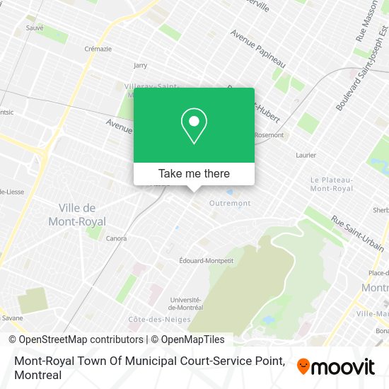 Mont-Royal Town Of Municipal Court-Service Point map