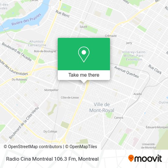 Radio Cina Montréal 106.3 Fm map