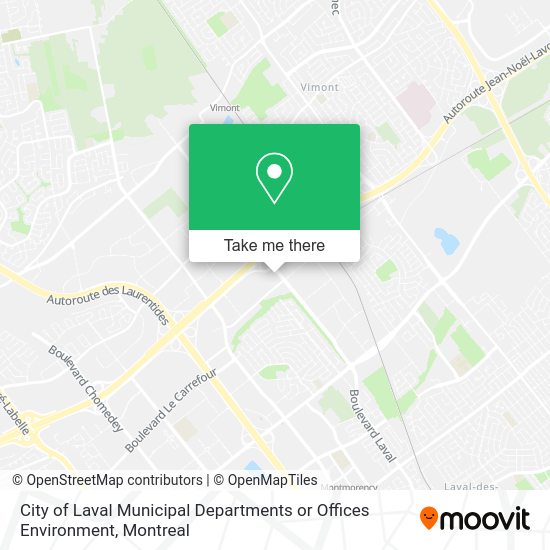 City of Laval Municipal Departments or Offices Environment map