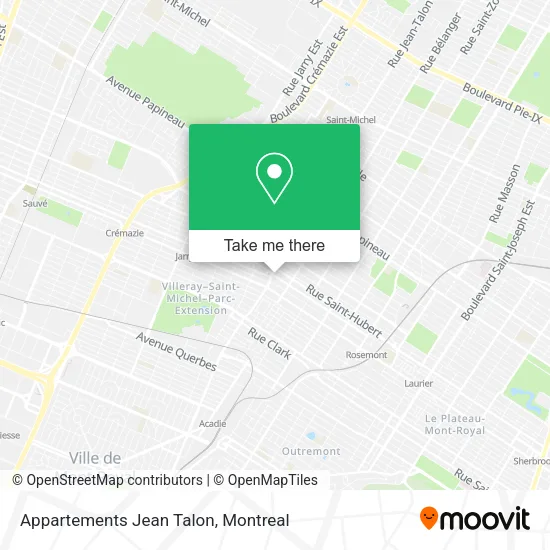 Appartements Jean Talon map