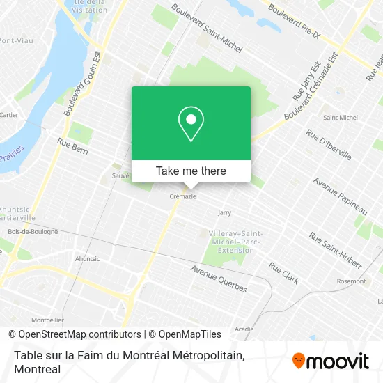 Table sur la Faim du Montréal Métropolitain map