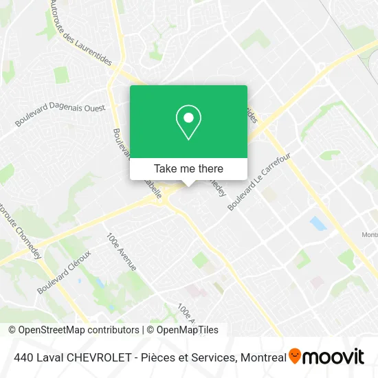 440 Laval CHEVROLET - Pièces et Services map