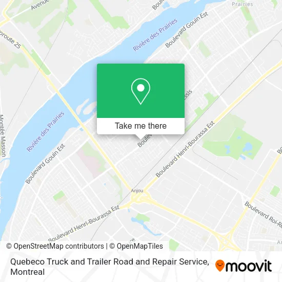 Quebeco Truck and Trailer Road and Repair Service map